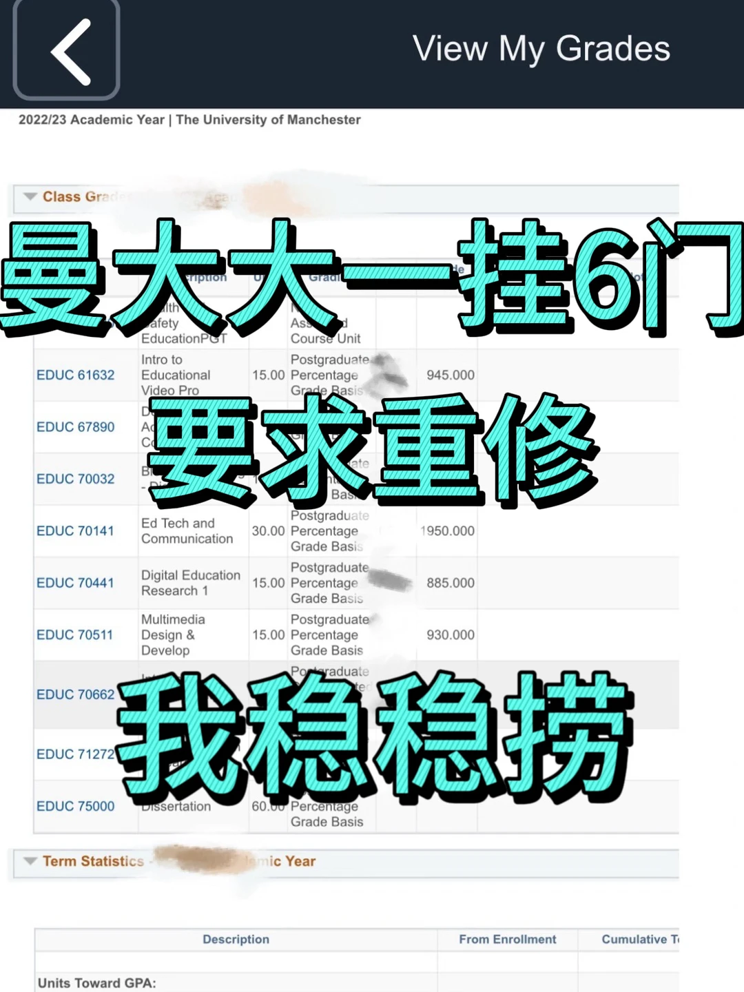 曼大大一8门挂6门不让升大二,我来搞定,图片 1