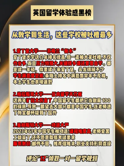 英国留学体验感黑榜