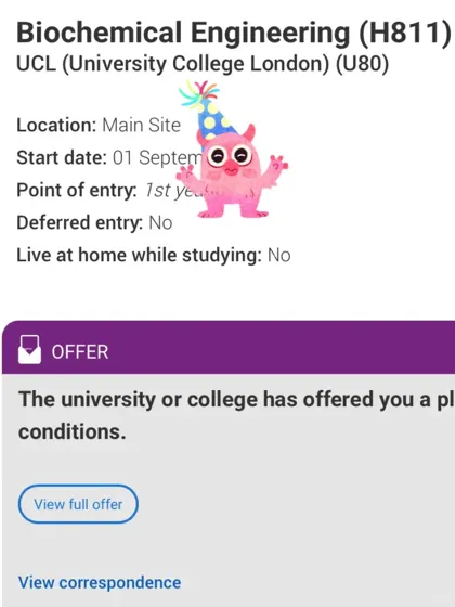 UCL生物化学工程Alevel降con成功案例