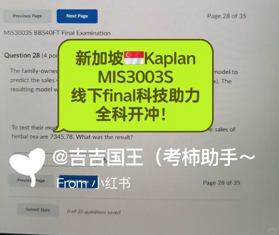 新加坡🇸🇬KaplanMIS3003S线下final