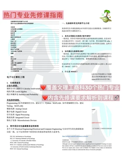 请推送！适合所有人的热门专业先修课指南👇