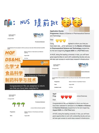 晒晒新鲜的NUS 提前批offer: