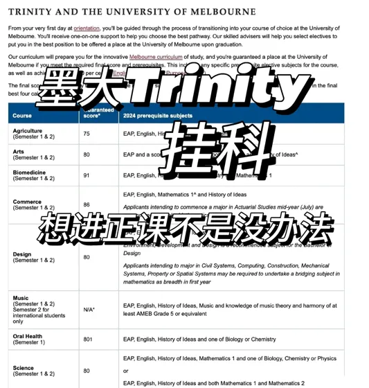 墨大Trinity预科，差几分一样能进正课