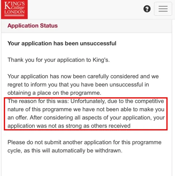 kcl拒信，总有人能argue成功，为什么不是你