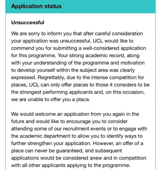 ucl被拒可能不是bg有问题，而是材料有问题