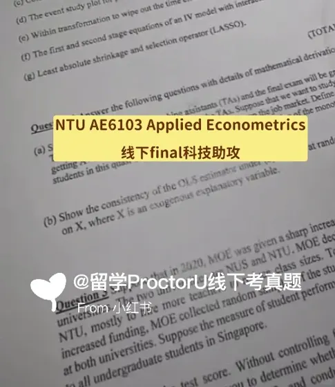 NTU AE6103 Applied Econometrics 科技助攻