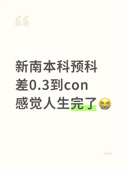 新南本科预科总分差0.3到con，速来argue